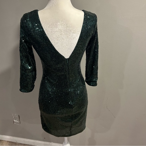 Lulu’s Green Sequin Sparkle Dress Womens Medium - Picture 5 of 9